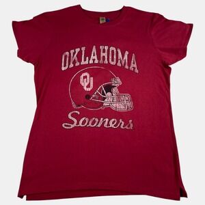Perrin OU Oklahoma Sooners NFL Graphic Print Red Athletic Tee Shirt  Large New‎